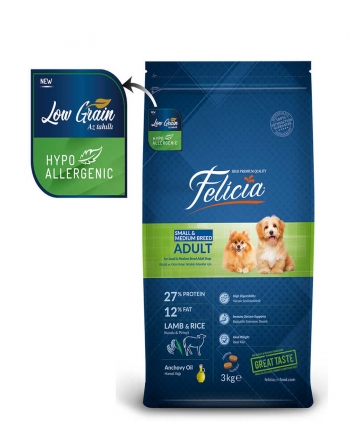 Felicia Az Tahıllı 3 Kg Yetişkin Kuzulu Small/Mini HypoAllergenic Köpek Maması