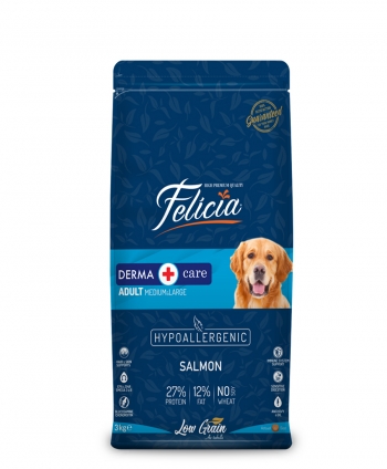 Felicia Az Tahıllı 3 Kg Yetişkin Somonlu M/Large Breed HypoAllergenic Köpek Maması