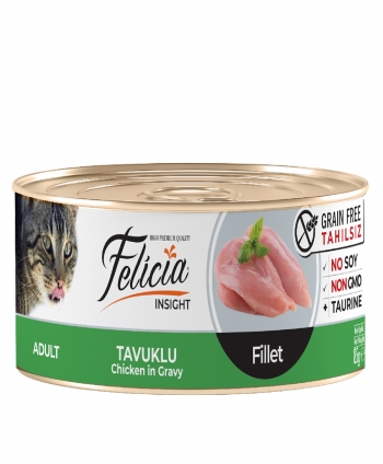 FeliciaYeniFelicia Tahılsız 85 gr Tavuklu Fileto Yaş . Kedi Maması 24 Adet