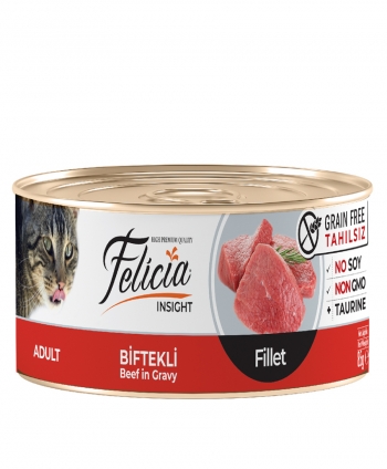 Felicia Tahılsız 85 gr Biftekli Fileto Yaş. Kedi Maması 24 Adet