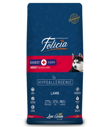 Felicia Az Tahıllı 15 Kg Yetişkin Kuzulu M/Large Breed HypoAllergenic Köpek Maması