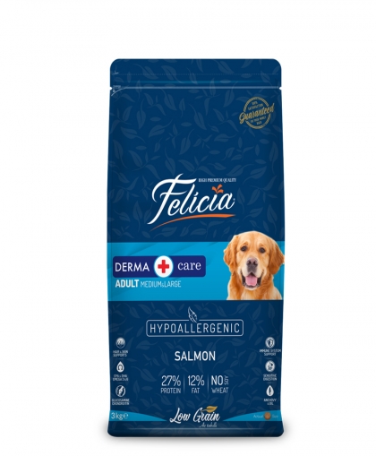 Felicia Az Tahıllı 3 Kg Yetişkin Somonlu M/Large Breed HypoAllergenic Köpek Maması