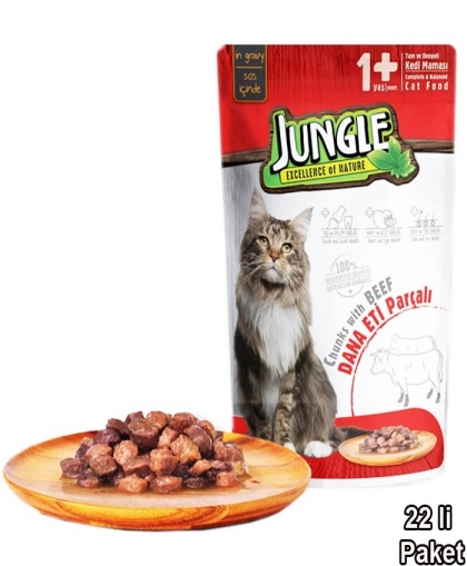 Jungle Pouch Kedi Biftekli 22 Ad.Jelli Yaş Mama