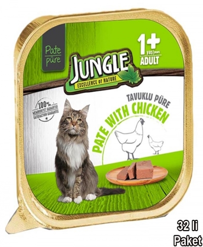 Jungle Kedi 100g 32'li Tavuklu Ezme/Pate Mama