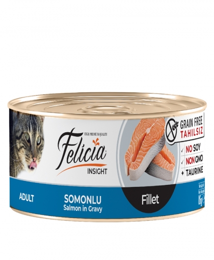 Felicia Tahılsız 85 gr Somonlu Fileto Yaş . Kedi Maması 24 Adet