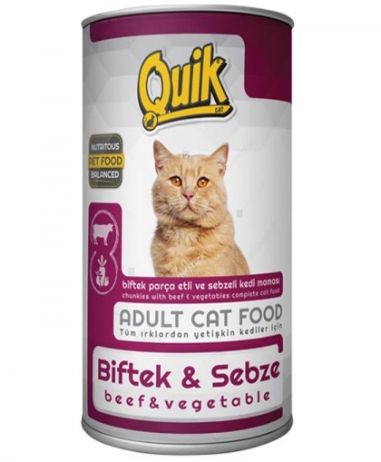 Quik Kedi 415 gr Biftek-Sebze Kons. 24 Adet