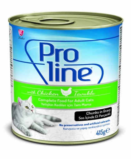 PROLİNE KEDİ KONSERVE TAVUKLU SOS İÇİNDE 415 GR